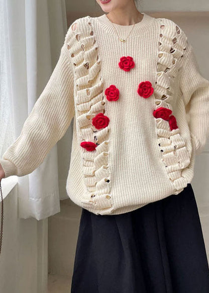 Organic Apricot Hollow Out Knit Sweaters Winter