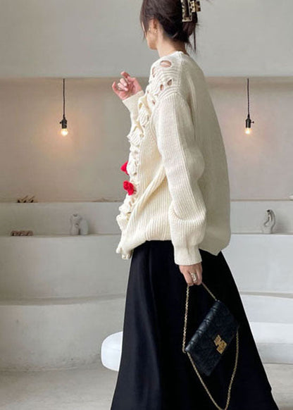 Organic Apricot Hollow Out Knit Sweaters Winter