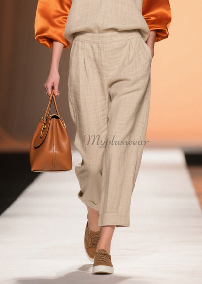 Original Design Colorblock V Neck Patchwork Linen Silk Two Piece Set Spring
