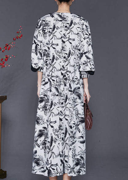 Original Design White Oversized Ink and Wash Cotton Dress Spring