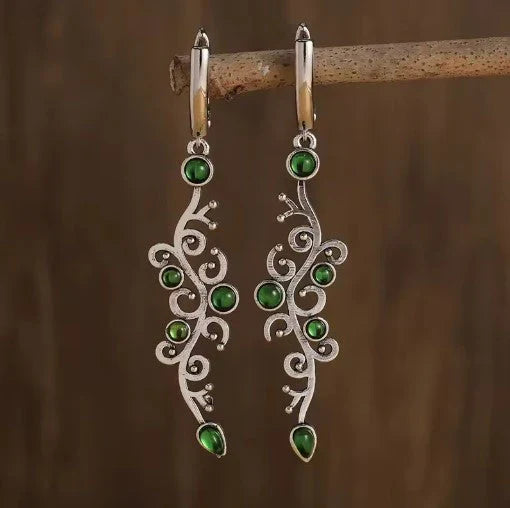 Ornate Green Stone Earrings