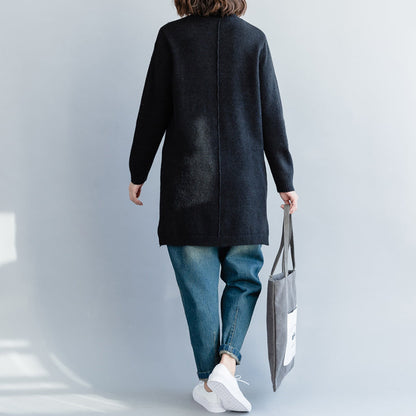 Oversized Black Sweater Outfit Funny O Neck Knitted Tops