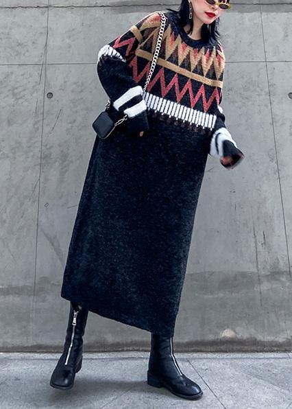 Oversized Black Sweater Weather Classy Geometric Diy Winter Knitted Tops