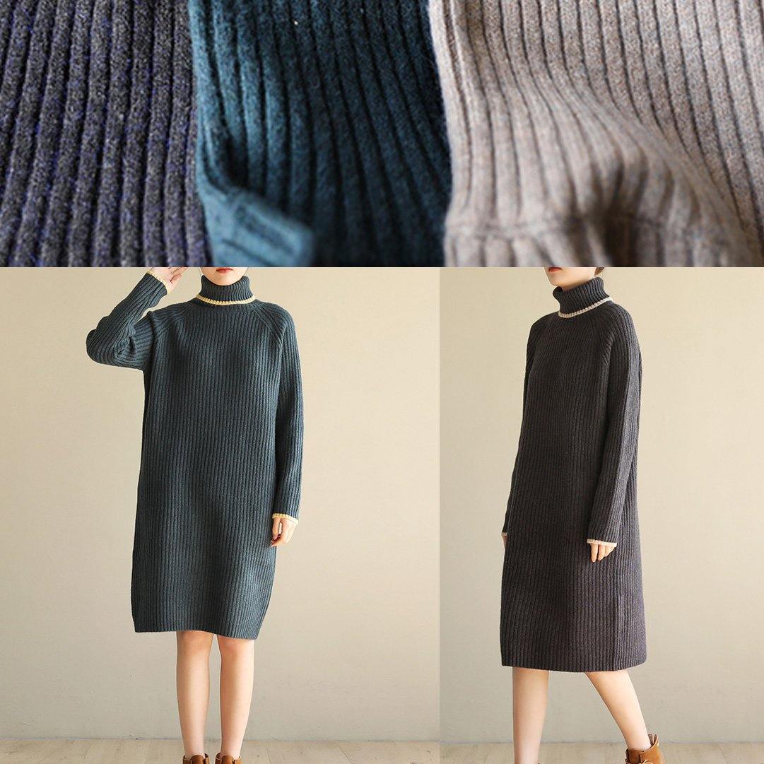 Oversized Black Gray Sweater Outfits Refashion Largo High Lapel Collar Sweater Dress