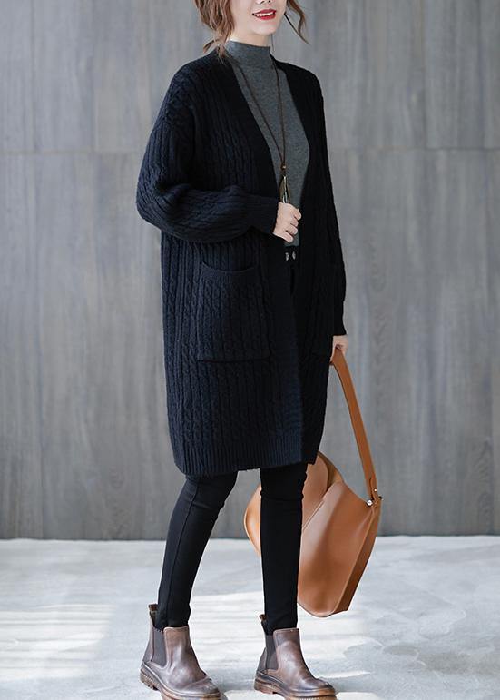 Oversized Black Knit Cardigans Fall Pockets Baggy Knit Sweat Coats