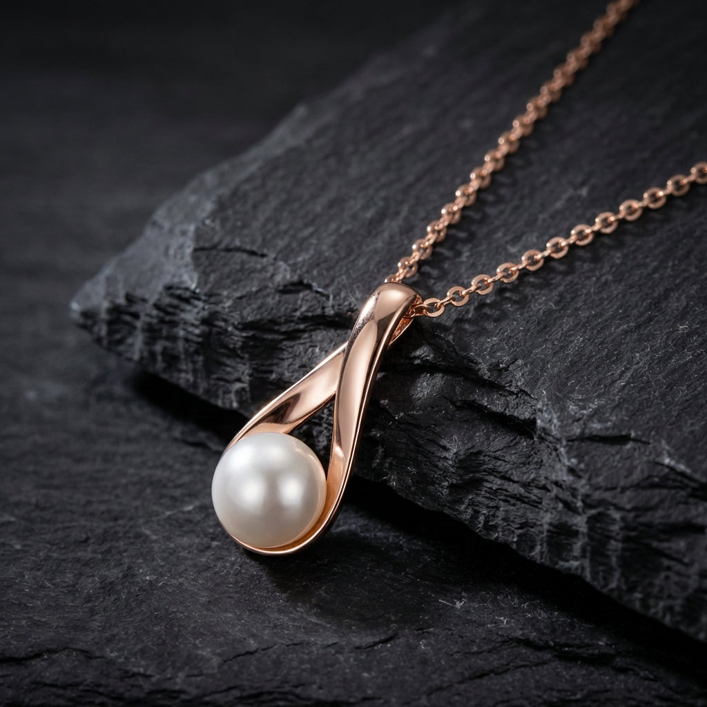 Pearl Drop Rose Gold Necklace
