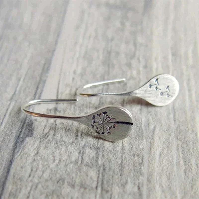 925 Sterling Silver Dandelion Leaf Earrings