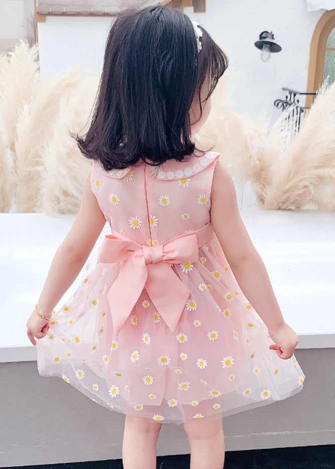 Pink Peter Pan Collar Tulle Maxi Dress Summer