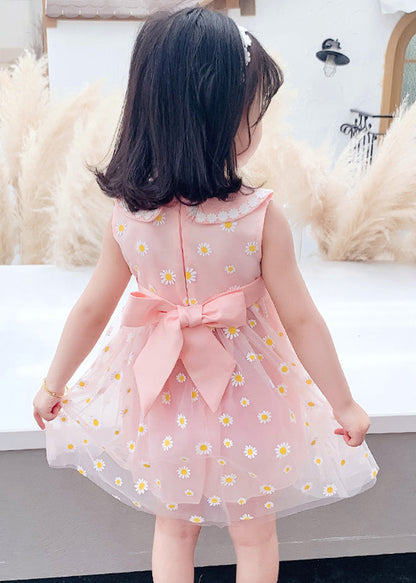 Pink Peter Pan Collar Tulle Maxi Dress Summer