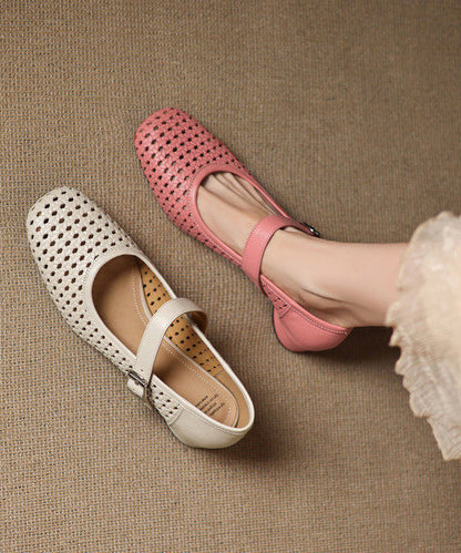 Pink Sandals Hollow Out Chunky Sandals