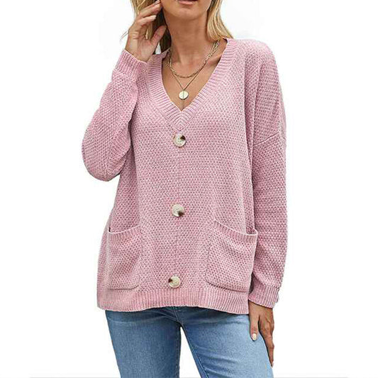 Gray-Womens-Open-Front-Cardigan-Sweaters-Fashion-Button-Down-Cable-Kint-Chunky-Outwear-Winter-Coats-K177-Back