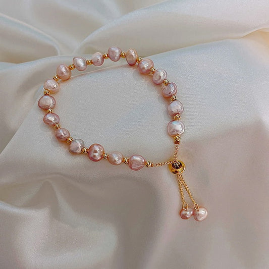 Pink Pearls In Gold