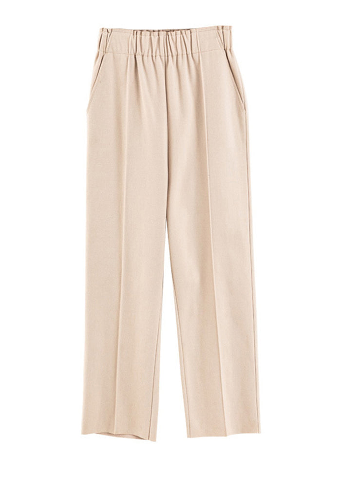 Apricot Elastic Waist Oversized Woolen Pants Fall