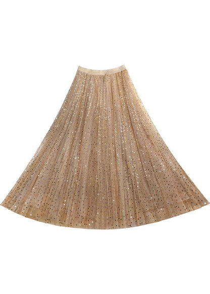 Art Khaki Sequins Tulle Skirts Spring