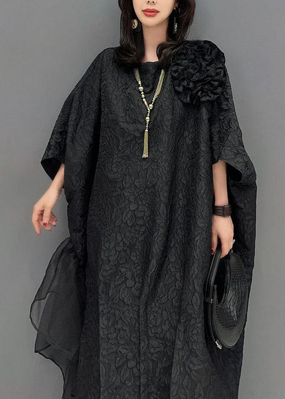 Black Tulle Patchwork Cotton Long Dresses Summer