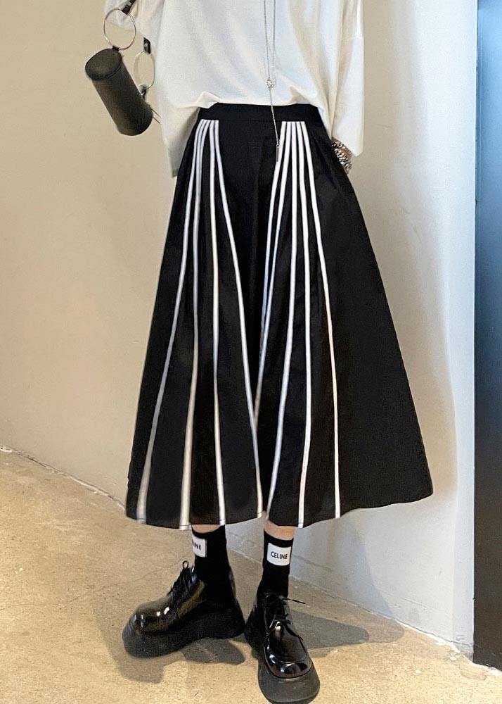 Black Striped High Waist a Line Summer Skirts