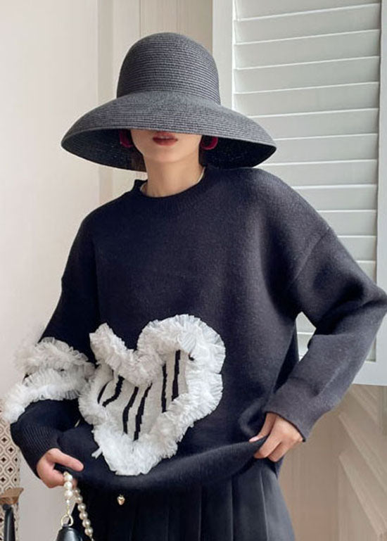 Black Cozy Knit Sweater Spring