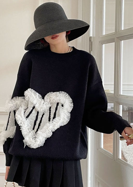 Black Cozy Knit Sweater Spring