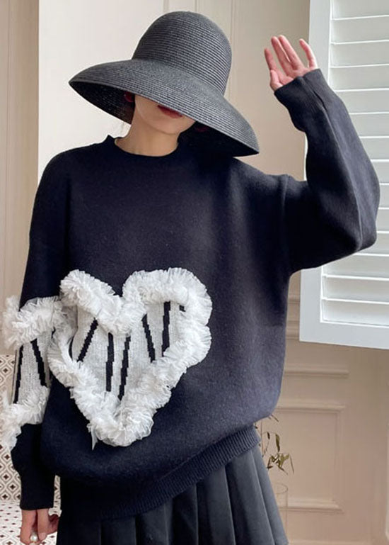 Black Cozy Knit Sweater Spring