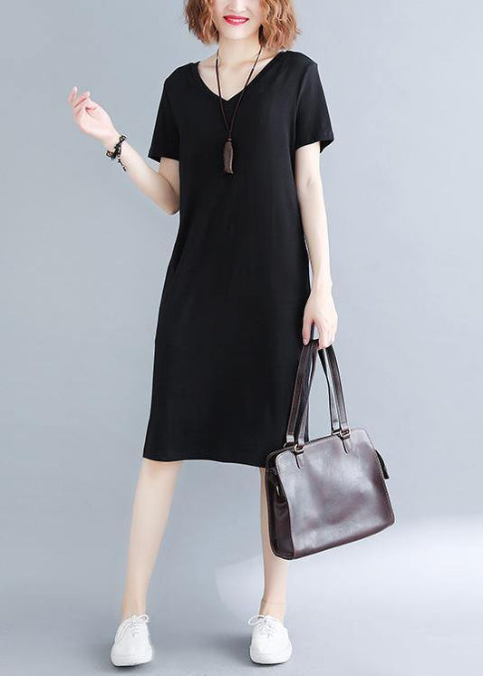 Black Side Open Cotton Summer Dresses