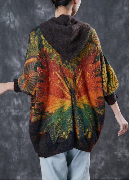 Chocolate Hooded Tie Dye Knit Jacket Winter