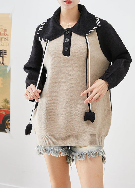 Colorblock Oversized Patchwork Knit Pullover Fall