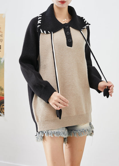 Colorblock Oversized Patchwork Knit Pullover Fall