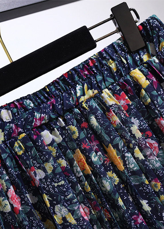 Colorblock Print Wrinkled Patchwork Chiffon Skirt Summer