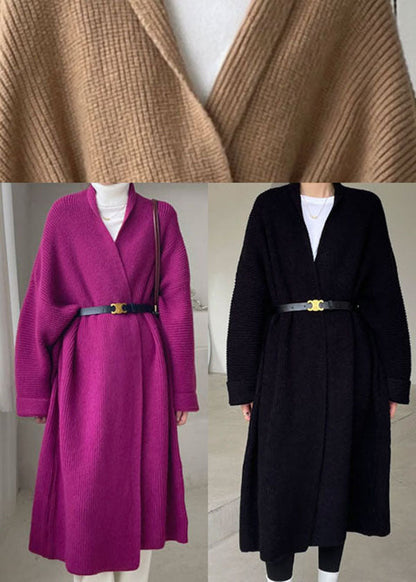 Purple Loose Knit Cardigan Winter