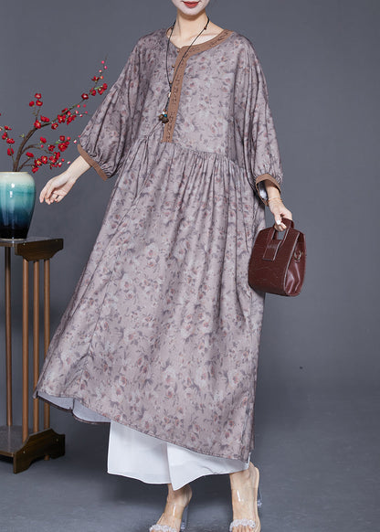 Embroidered Print Wrinkled Linen Robe Dresses Summer