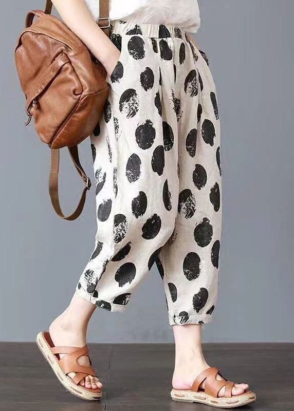 Style Black Printed Cotton Cropped Pants Summer