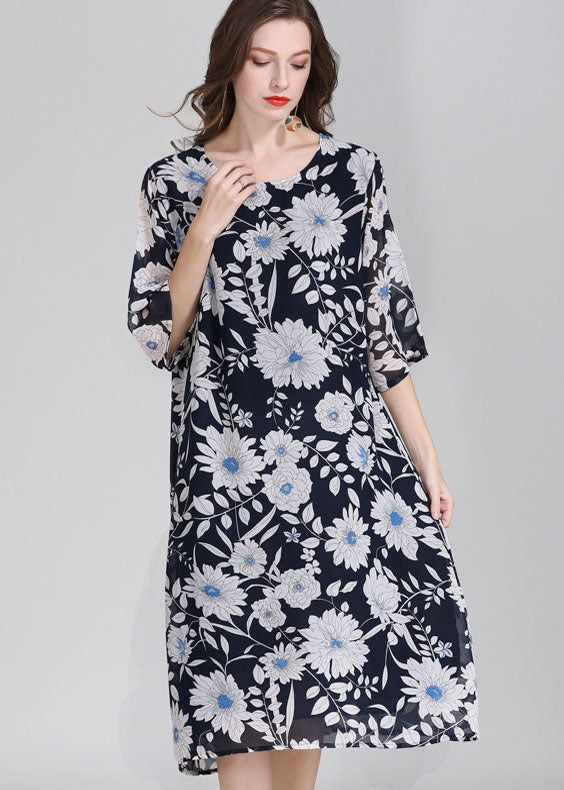 O Neck Patchwork Chiffon Dress Summer