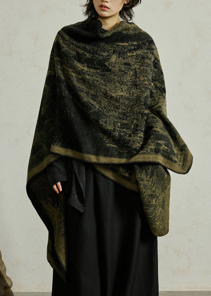Ginger Print Knit Shawl Batwing Sleeve