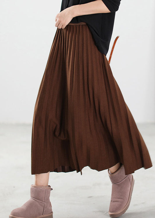 Natural Chocolate Thick Pleated Skirt Winter