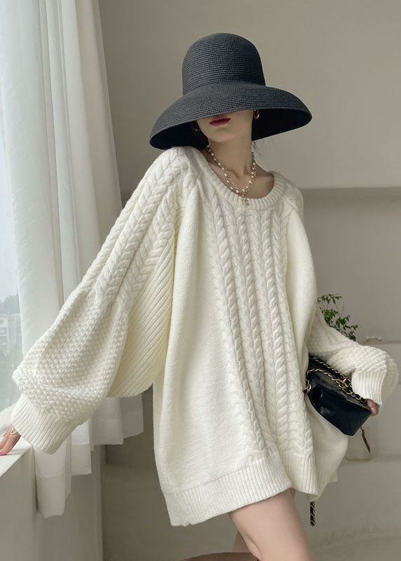 Natural White Cable Knit Dress Winter
