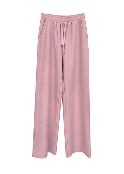 Pink Draping High Waist Spandex Straight Pants Fall