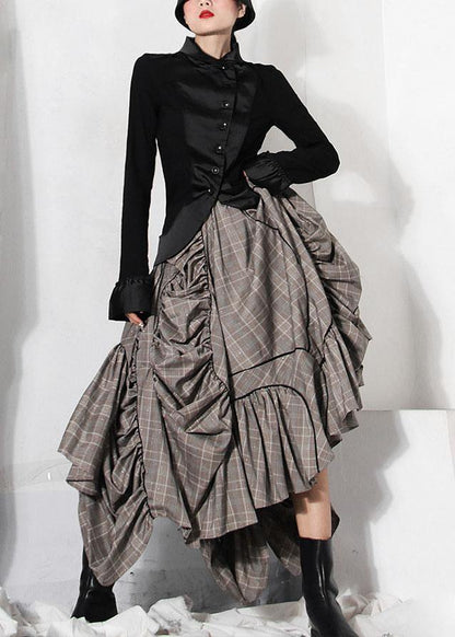 Plaid Asymmetrical Design Cinched Summer a Line Skirt