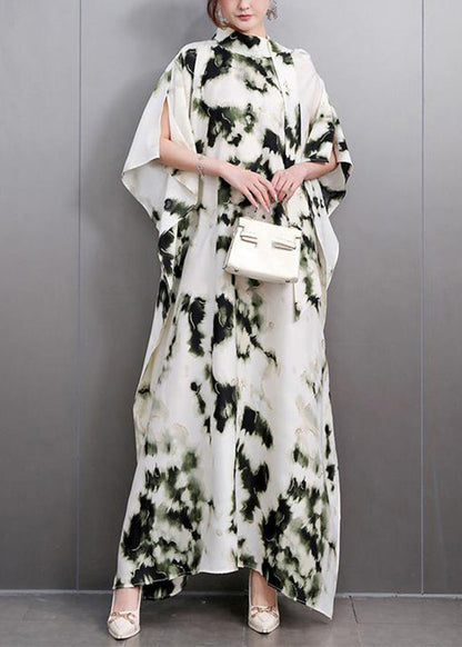 Print Long Dresses Batwing Sleeve
