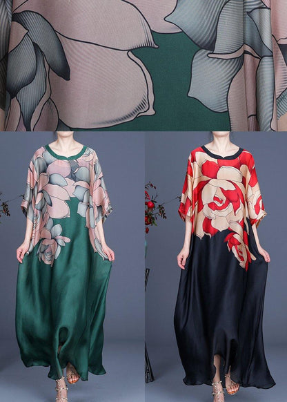 Pattern Print O-neck Chiffon Summer Dress