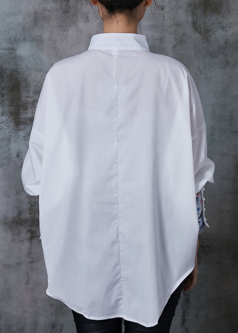 White Embroidered Cotton Shirt Tops Summer