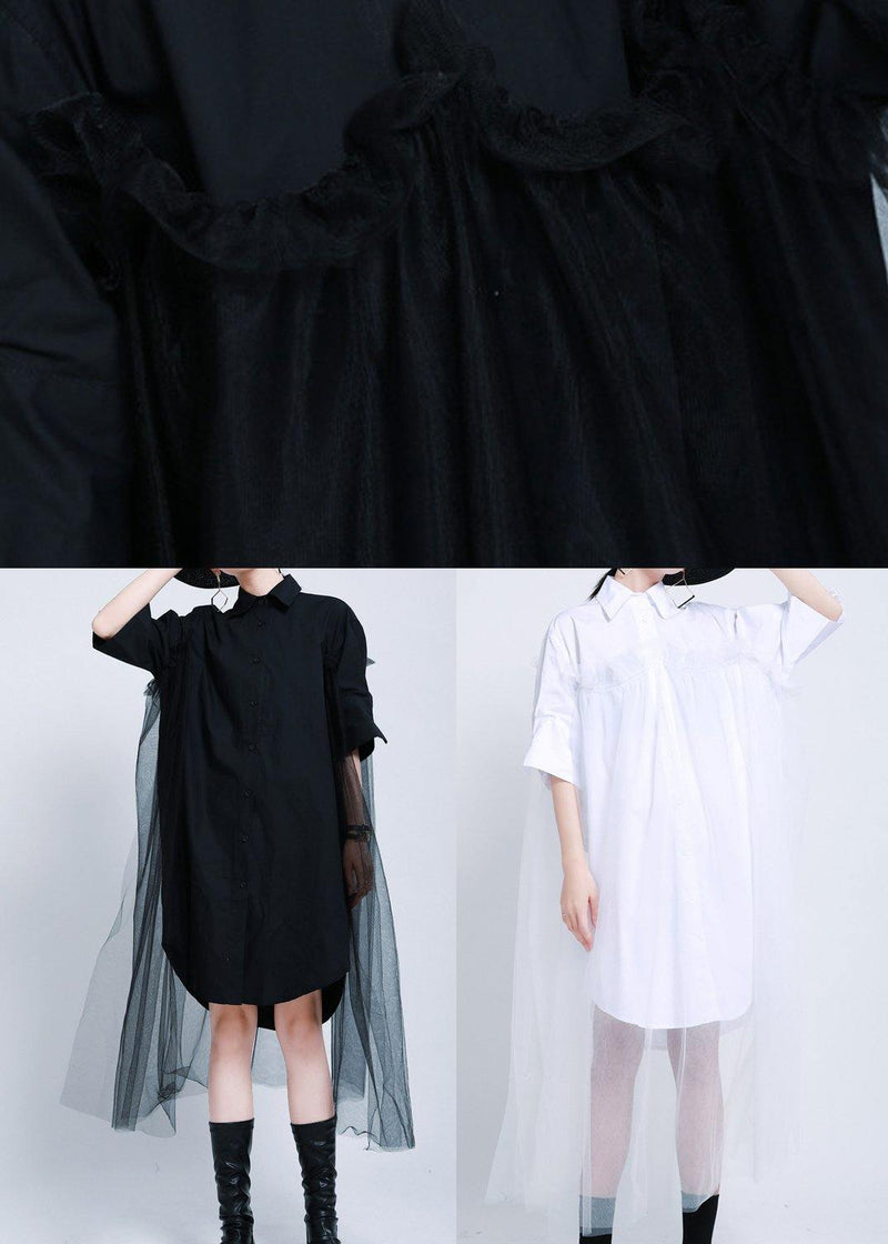 White Peter Pan Collar Button Holiday Summer Cotton Dress