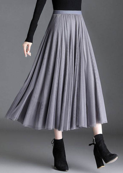 Grey Tulle a Line Skirts Spring