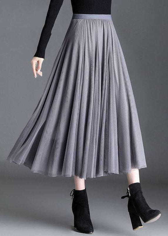 Grey Tulle a Line Skirts Spring