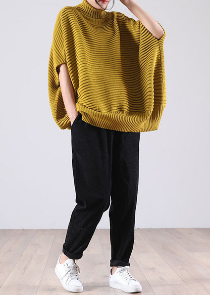 Yellow Turtle Neck Sleeveless Knit Sweaters