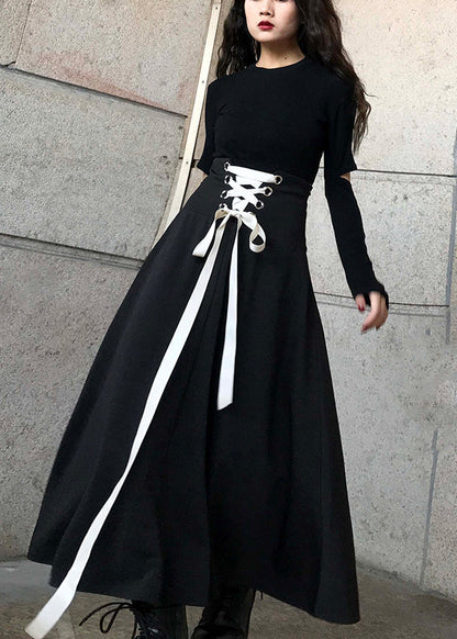 Diy Black Cinched Bow Skirt Spring