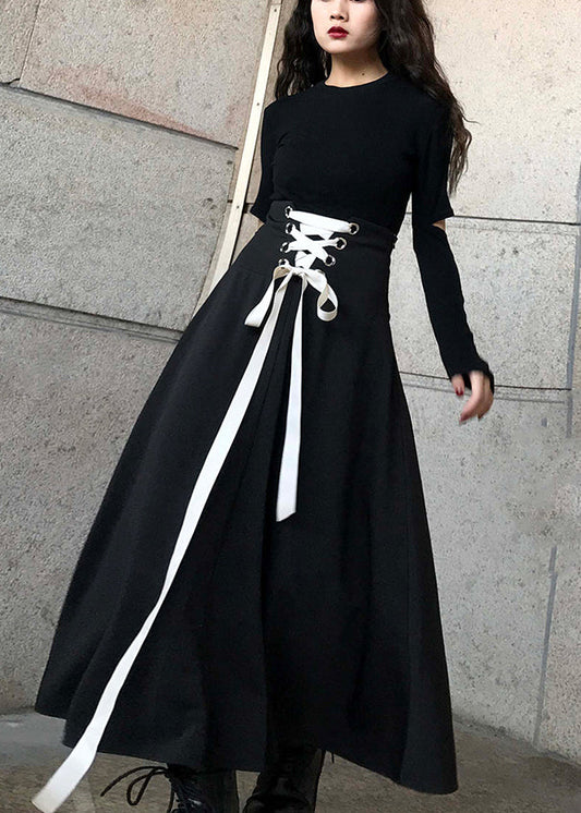 Diy Black Cinched Bow Skirt Spring