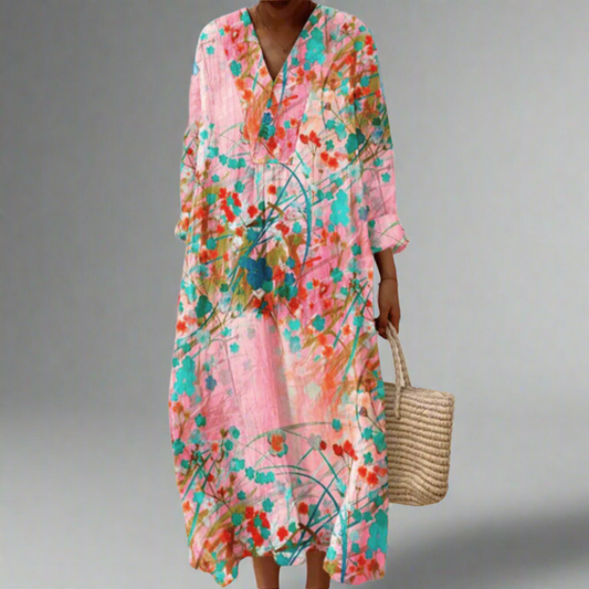 CD | Rochie cu flux floral blush moale