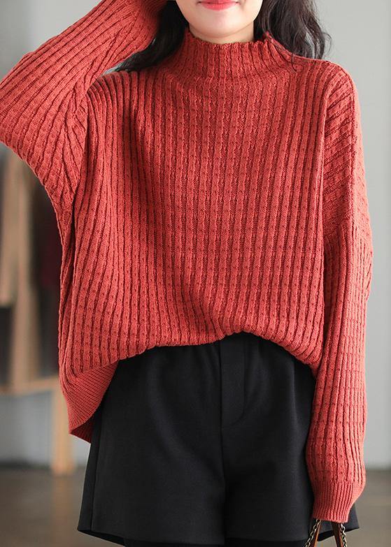 Pullover Black Sweater Blouse High Neck Cinched Loose Fitting Knitted Blouse