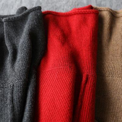 Pullover Brown Clothes for Patchwork Turtleneck Knit Tops