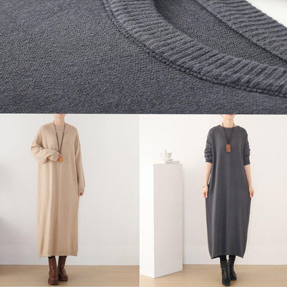Pullover Gray Sweater O Neck Wild Art Spring Knit Dress